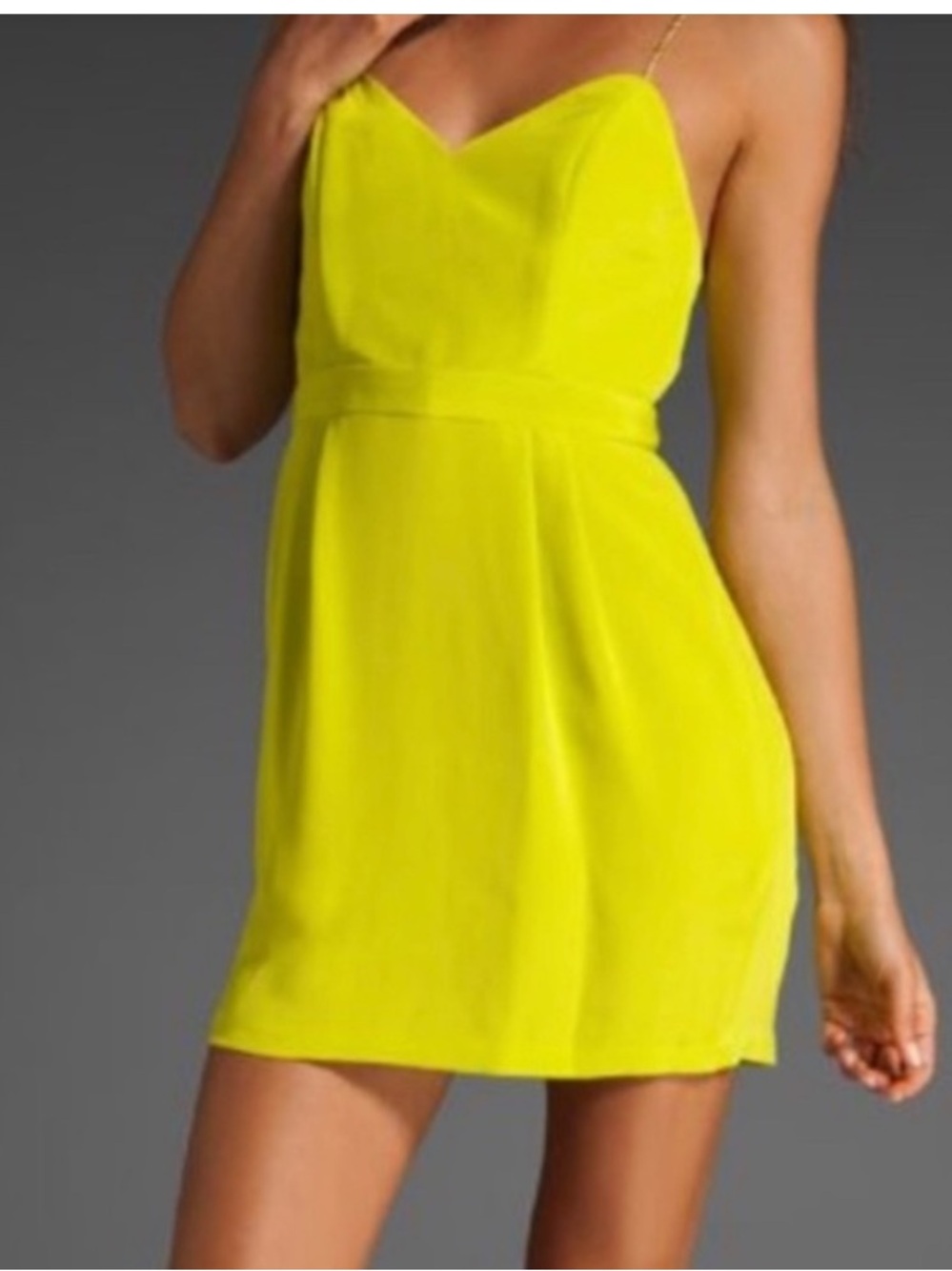 Naven 100% silk chartreuse green gold braid strap mini dress small s